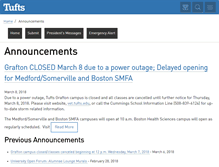 Tablet Screenshot of announcements.tufts.edu